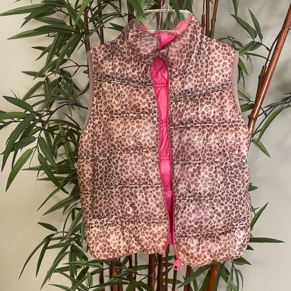 Girls reversible hot pink cheetah print lightweight vest - Size XS - Picture 2 of 2